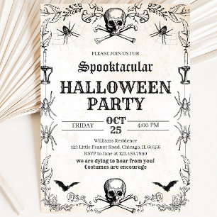 Vintage-Totenkopf-Halloween-Geburtstag Einladung