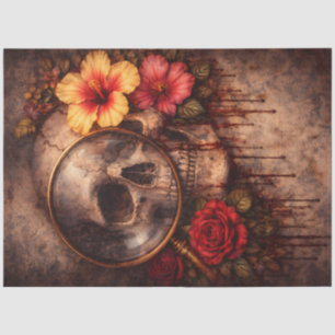 Vintage-Totenkopf-Lupe, Gothic Skull- Seidenpapier