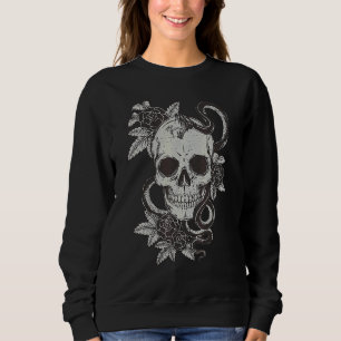 Vintage-Totenkopf-Schlangrose-Ar-Old-School-Tattoo Sweatshirt