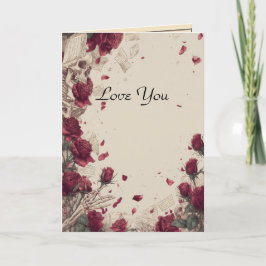 Vintage-Totenkopf-Skull-Liebe-Rote-Rosen-Collage Feiertagskarte