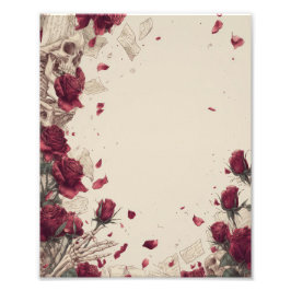 Vintage-Totenkopf-Skull-Liebes-Rote-Rosen-Collage Fotodruck