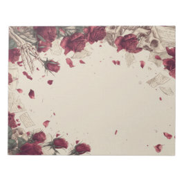 Vintage-Totenkopf-Skull-Liebes-Rote-Rosen-Collage Notizblock