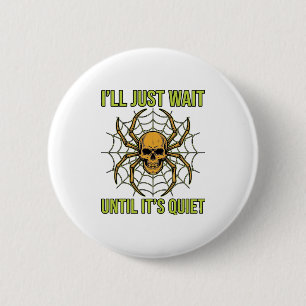 Vintage-Totenkopf-Spinne Lustiges Halloween-T-Shir Button