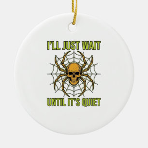 Vintage-Totenkopf-Spinne Lustiges Halloween-T-Shir Keramik Ornament