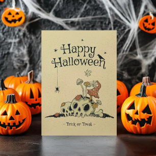 Vintage-Totenkopf-Süßes-oder-Saures Frohes Hallowe Dankeskarte