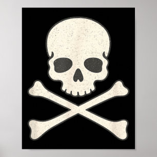 Vintage-Totenkopf und Kreuzknochen-Pirat-Halloween Poster