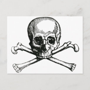 Vintage-Totenkopf und Kreuzknochen Postkarte