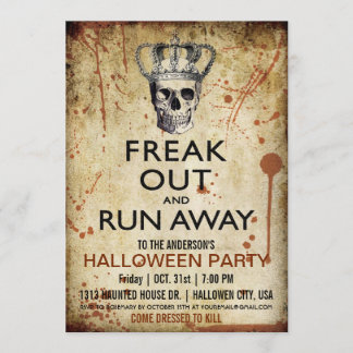 Vintage-Totenkopf- und Kronen-Halloween-Party-Einl Einladung