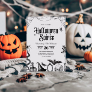 Vintage-Totenschädel-Einladung zur Halloween-Soiré Einladung