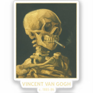 Vintage-Totenschädel rauchend – Einzigartige, von Aufkleber