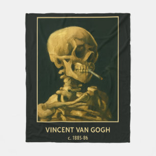 Vintage-Totenschädel rauchend – Einzigartige, von Fleecedecke