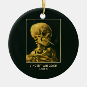 Vintage-Totenschädel rauchend – Einzigartige, von Keramik Ornament
