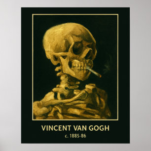 Vintage-Totenschädel rauchend – Einzigartige, von Poster