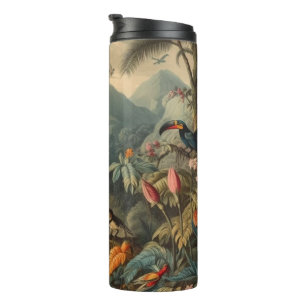 Vintage Toucan Tropische Botanische Jungelszene Thermosbecher