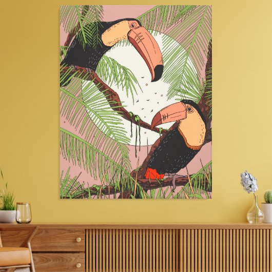 Vintage Toucans Leinwanddruck (Insitu (Wohnzimmer))