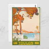 Vintage Toulon Cote d'Azur Provence Alpes Travel Postkarte (Vorne/Hinten)