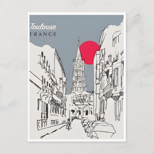 Vintage Toulouse Frankreich Tourismus Retro Postkarte