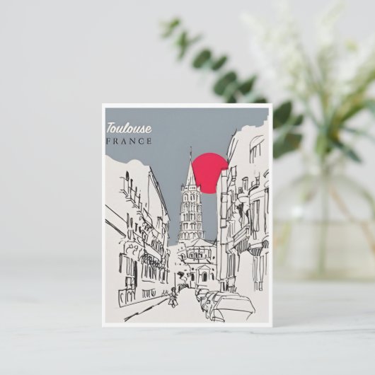 Vintage Toulouse Frankreich Tourismus Retro Postkarte (Stehend Vorderseite)