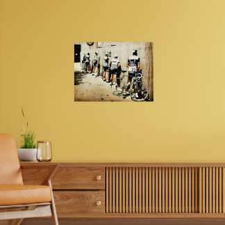 Vintage Tour de France Radfahrer-Pinkelpause 1970e Poster