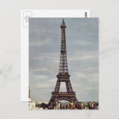 Vintage Touristen, die im Pariser Eiffelturm reise Postkarte (Vorne/Hinten)