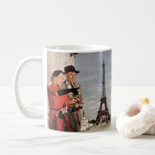 Vintage Touristen im Eiffelturm, Pariser Urlaub Kaffeetasse