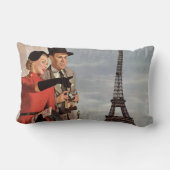 Vintage Touristen im Eiffelturm, Pariser Urlaub Lendenkissen (Rückseite)