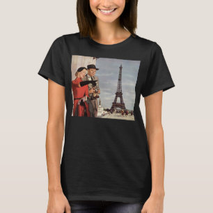 Vintage Touristen im Eiffelturm, Pariser Urlaub T-Shirt