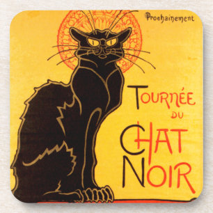 Vintage Tournee de Chat Noir Schwarze Katze Getränkeuntersetzer