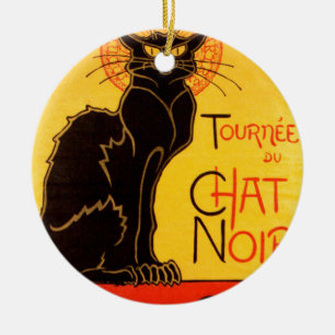 Vintage Tournee de Chat Noir Schwarze Katze Keramikornament