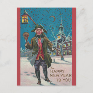 Vintage-Town Crier Neujahr Postkarte