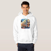 Vintage Town Street Illustration Hoodie (Vorne ganz)
