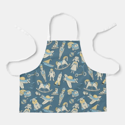 Vintage Toy Pattern Blue/Yellow ID783 Schürze (Vorderseite)