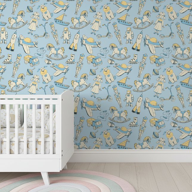 Vintage Toy Pattern Blue/Yellow ID783 Tapete (Von Creator hochgeladen)