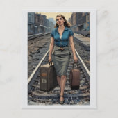 Vintage Track-Gehäuse für weibliche Bahnhöfe Postkarte (Vorderseite)