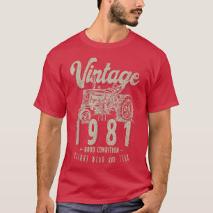 Vintage Tractor Farmer Birthday Born In 1981 & Est T-Shirt