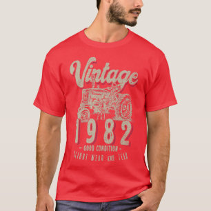 Vintage Tractor Farmer Birthday Born In 1982 & Est T-Shirt