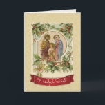 Vintage Traditionelle katholische Weihnachten in P Karte<br><div class="desc">Schönes Vintages,  traditionelles Bild der Heiligen Familie,  Jesus,  Mary und St. Joseph mit Blumendekor. Der Text "Wesołych Świąt" auf Polnisch bedeutet "Frohe Weihnachten". Alle Texte und Schriftart können geändert werden.</div>