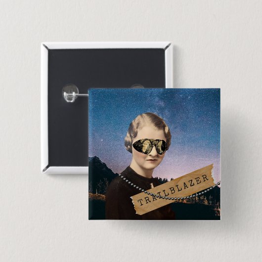 Vintage Trailblazer Kitsch Alterte Kunst Button (Vorne & Hinten)