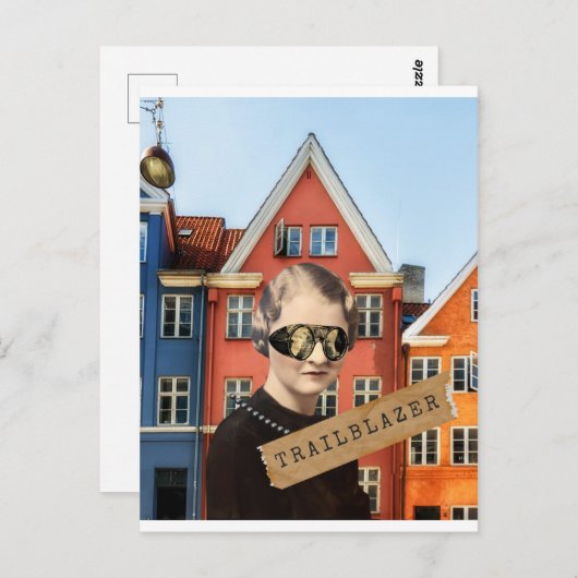 Vintage Trailblazer Kitsch Alterte Kunst Postkarte (Vorne/Hinten)