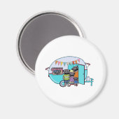 Vintage Trailer-Möpsen Magnet (Vorderseite/Rückseite)