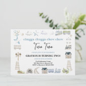 Vintage Train 2nd Birthday – Choo Choo Party Einladung (Stehend Vorderseite)