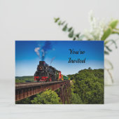 Vintage Train Bridge Foto Birthday Einladung (Stehend Vorderseite)