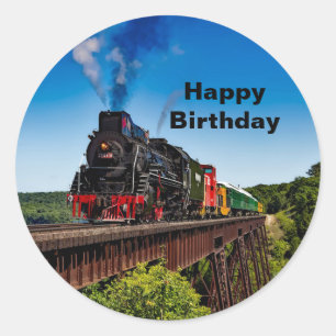 Vintage Train Bridge Foto Birthday Runder Aufkleber