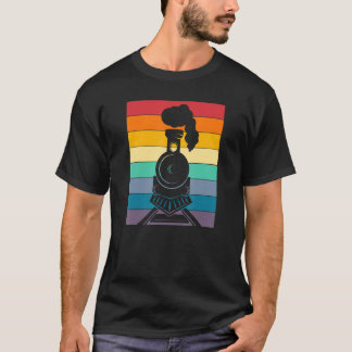 Vintage Train Buff Enthusiast Distressed Retro Sty T-Shirt