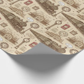 Vintage Train Station Pattern (1) Geschenkpapier (Ecke)