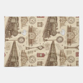 Vintage Train Station Pattern (1) Geschirrtuch (Horizontal)