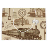 Vintage Train Station Pattern (1) Große Geschenktüte (Vorderseite)