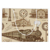Vintage Train Station Pattern (1) Große Geschenktüte (Rückseite)