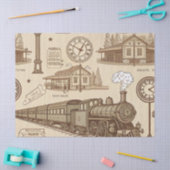 Vintage Train Station Pattern (1) Seidenpapier (Basteln)