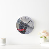 Vintage Train Steam Locomotive Photo Runde Wanduhr (Zuhause)